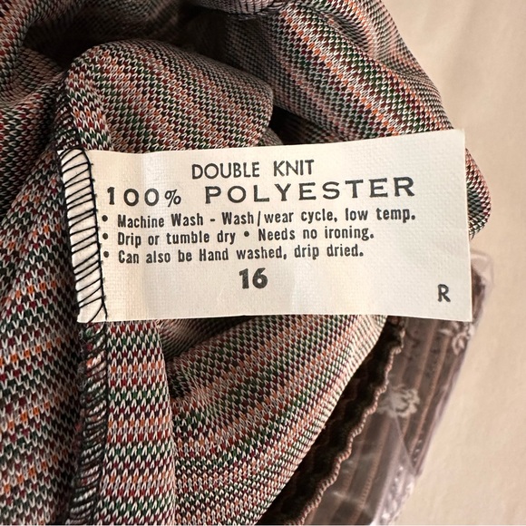 Vintage 70s Double Knit Polyester Flare Pants Floral Stripe Retro Disco Boho 16 - Picture 5 of 8